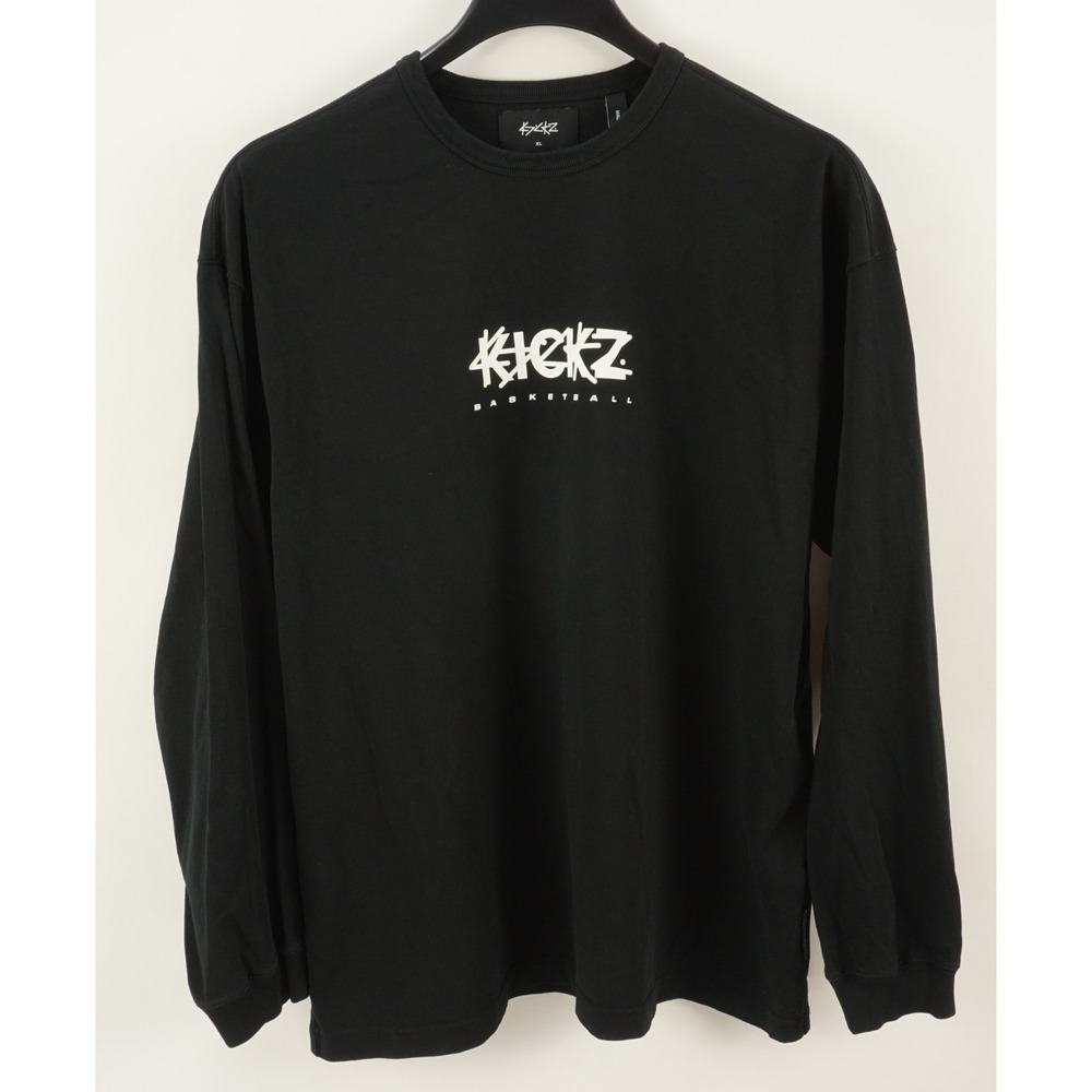 Kickz Basketball Crew Sweatshirt Men's XL Black Knit 100% Cotton Pullover w Logo